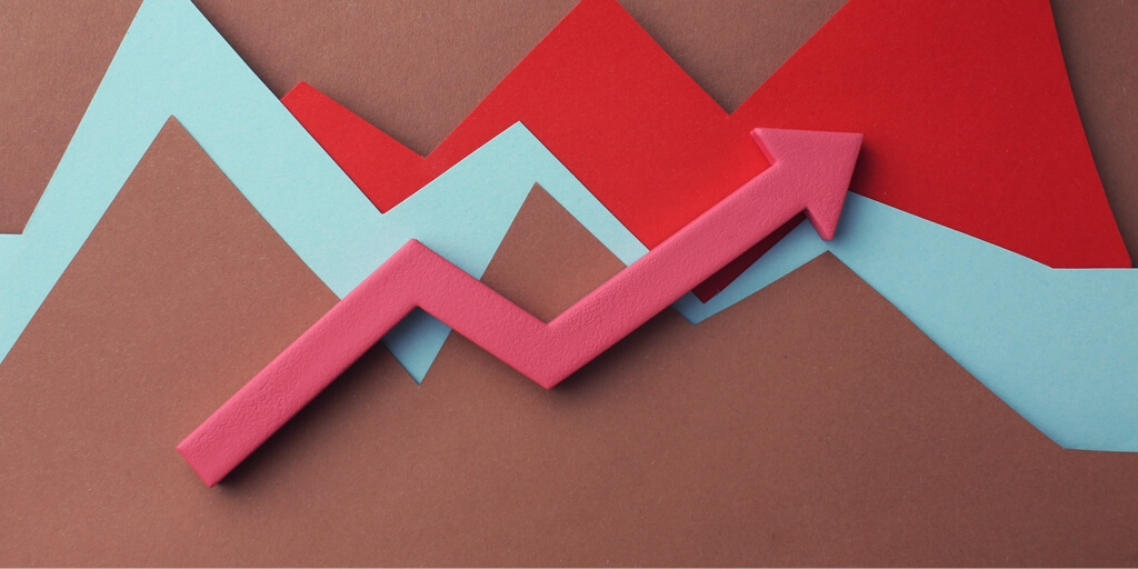 A stylized trendline symbolizing revenue growth generated by eBay Promoted Listings program