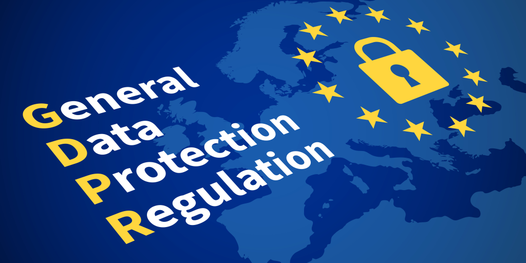 A map of the EU with words General Data Protection Regulation written on it. 