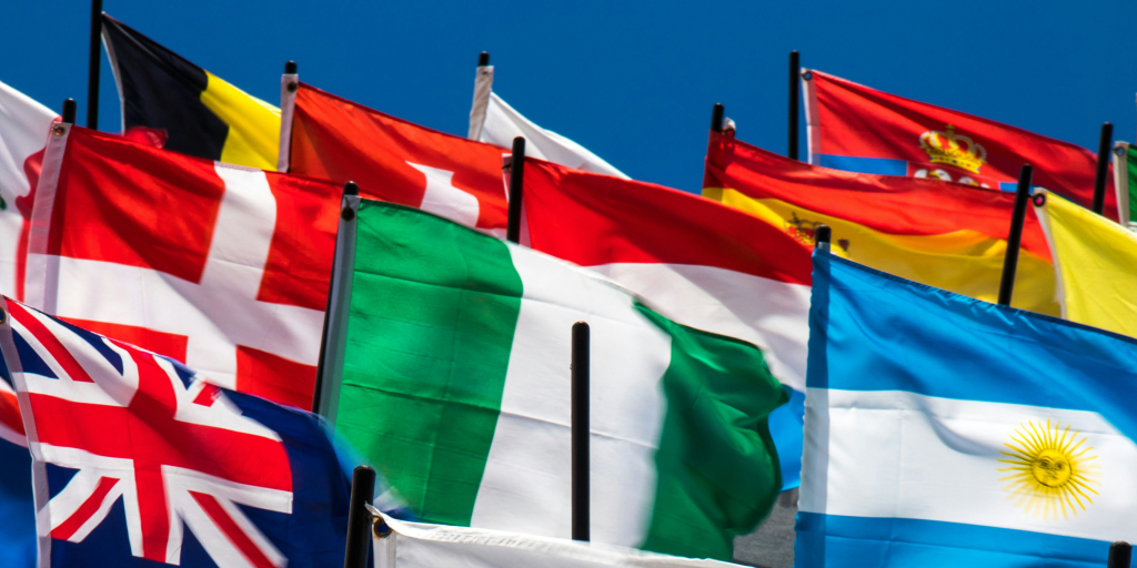 Flags of different countries. 