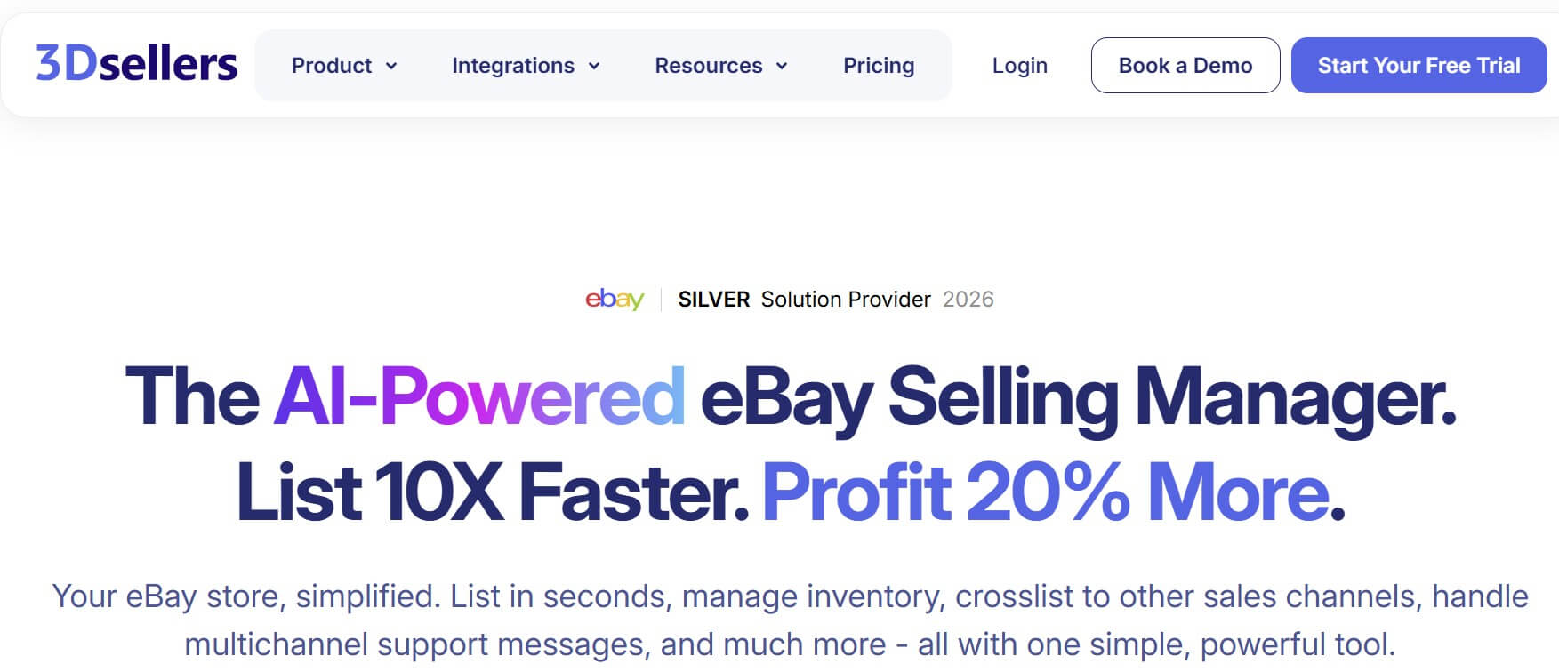 A view of the 3D Sellers' homepage