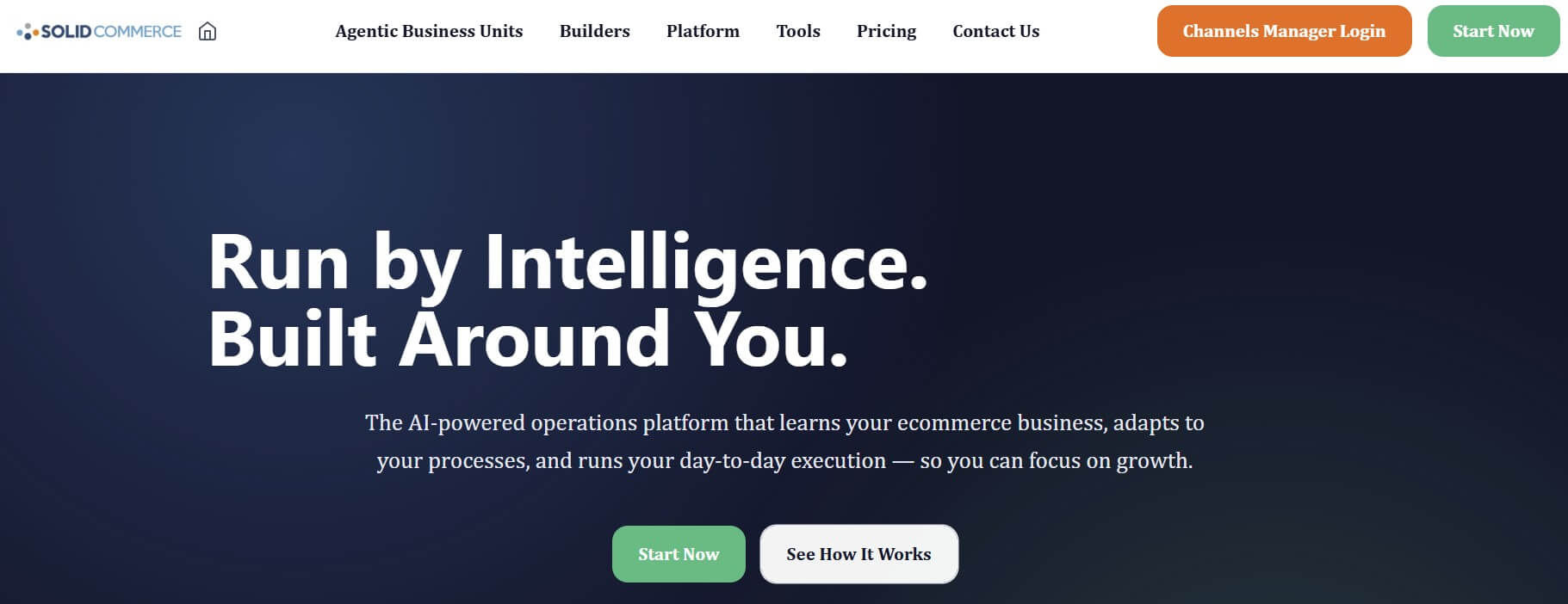 A view of the Solid Commerce's homepage