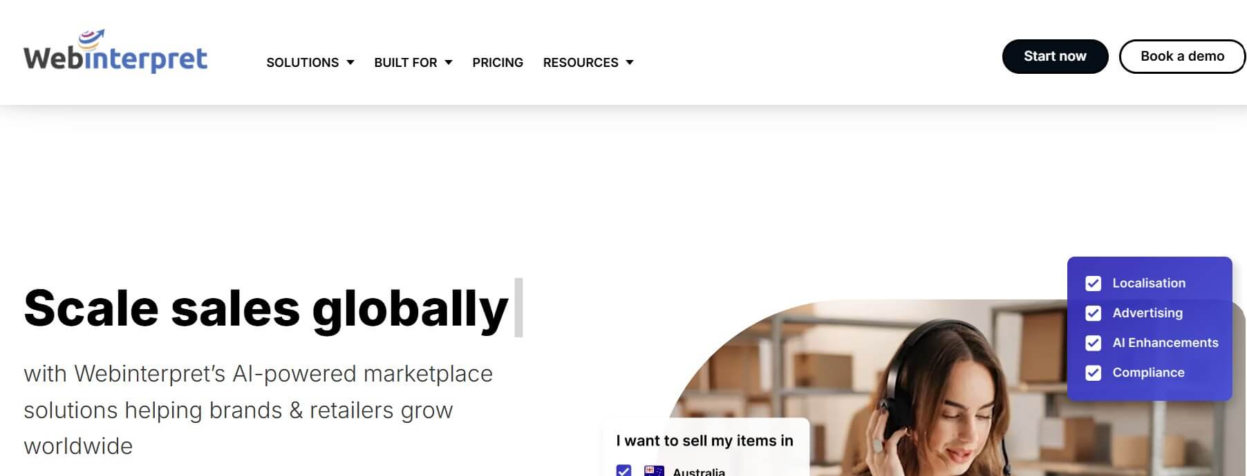 A view of Webinterpret's home page
